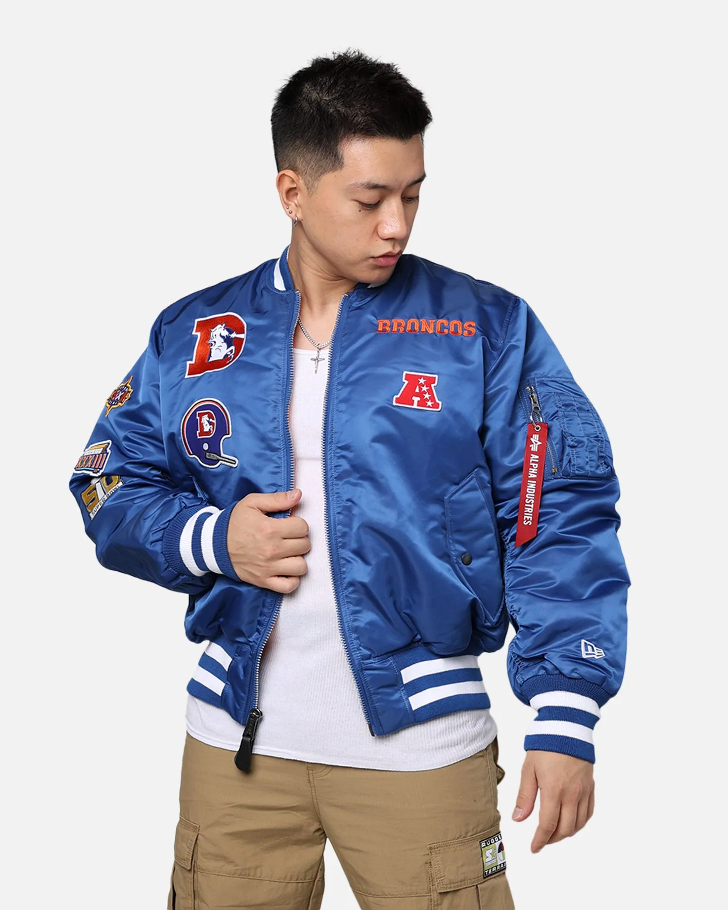 New Era X Alpha Series X NFL Denver Broncos MA-1 Bomber Jacket Royal