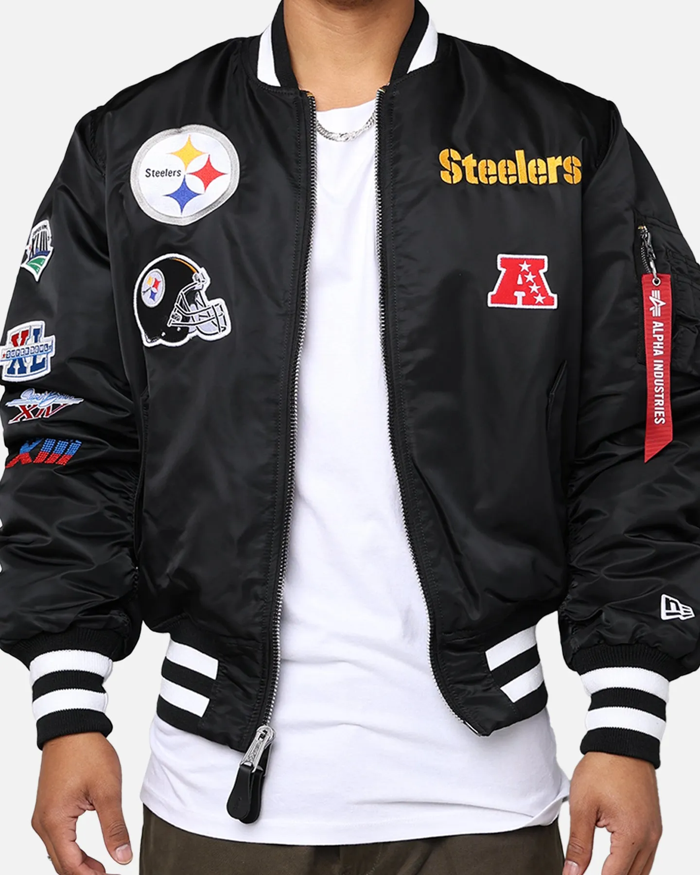 New Era X Alpha Series X NFL Pittsburgh Steelers MA-1 Bomber Jacket Black