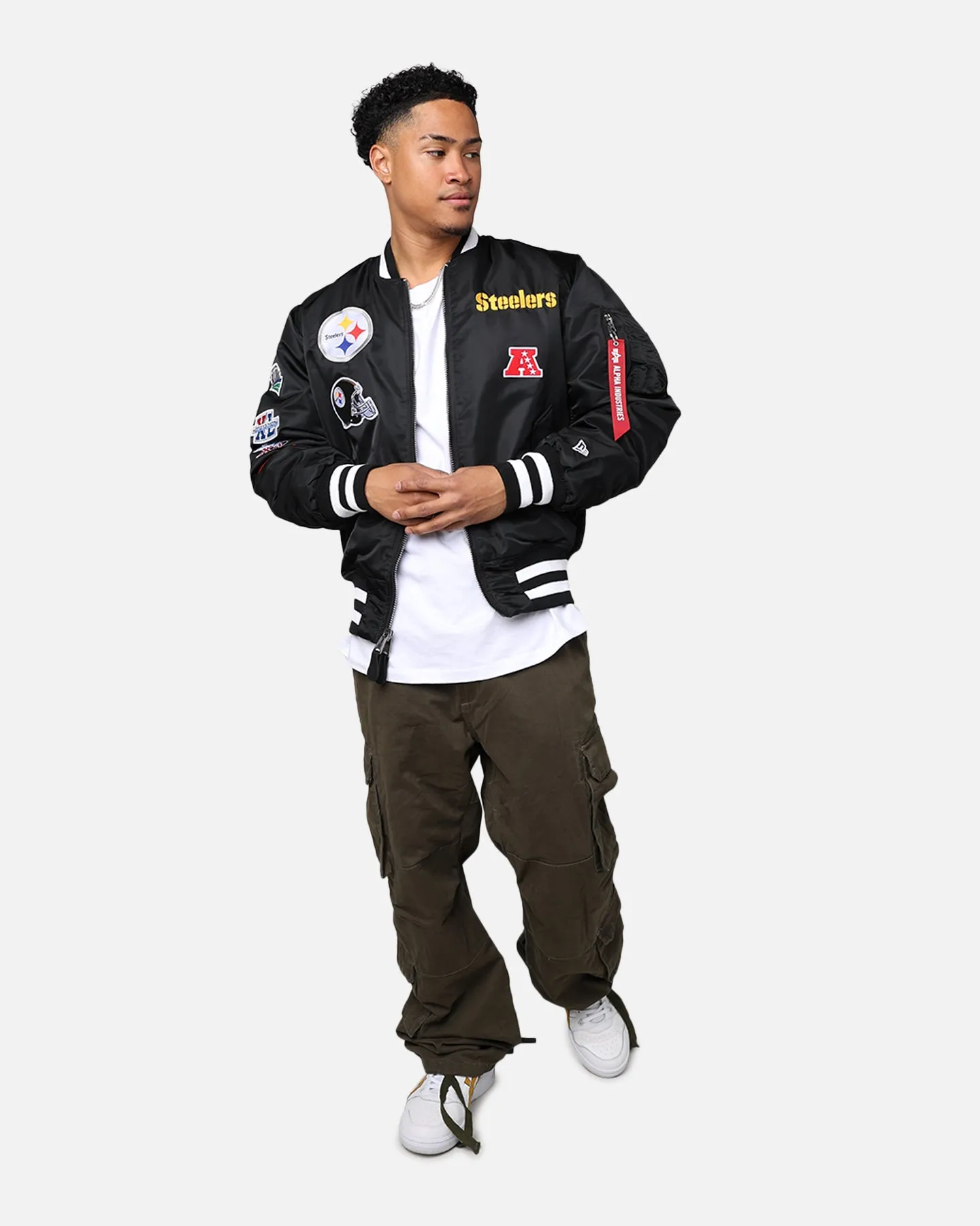 New Era X Alpha Series X NFL Pittsburgh Steelers MA-1 Bomber Jacket Black