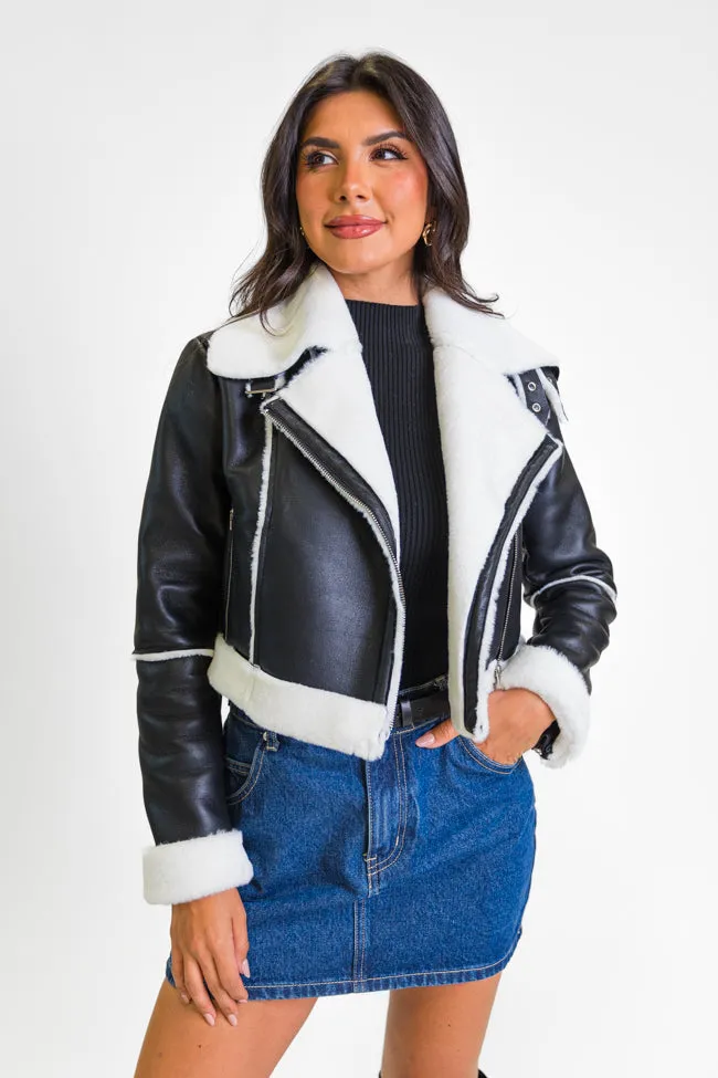 Night Rhythm Black Sherpa Trim Jacket SALE