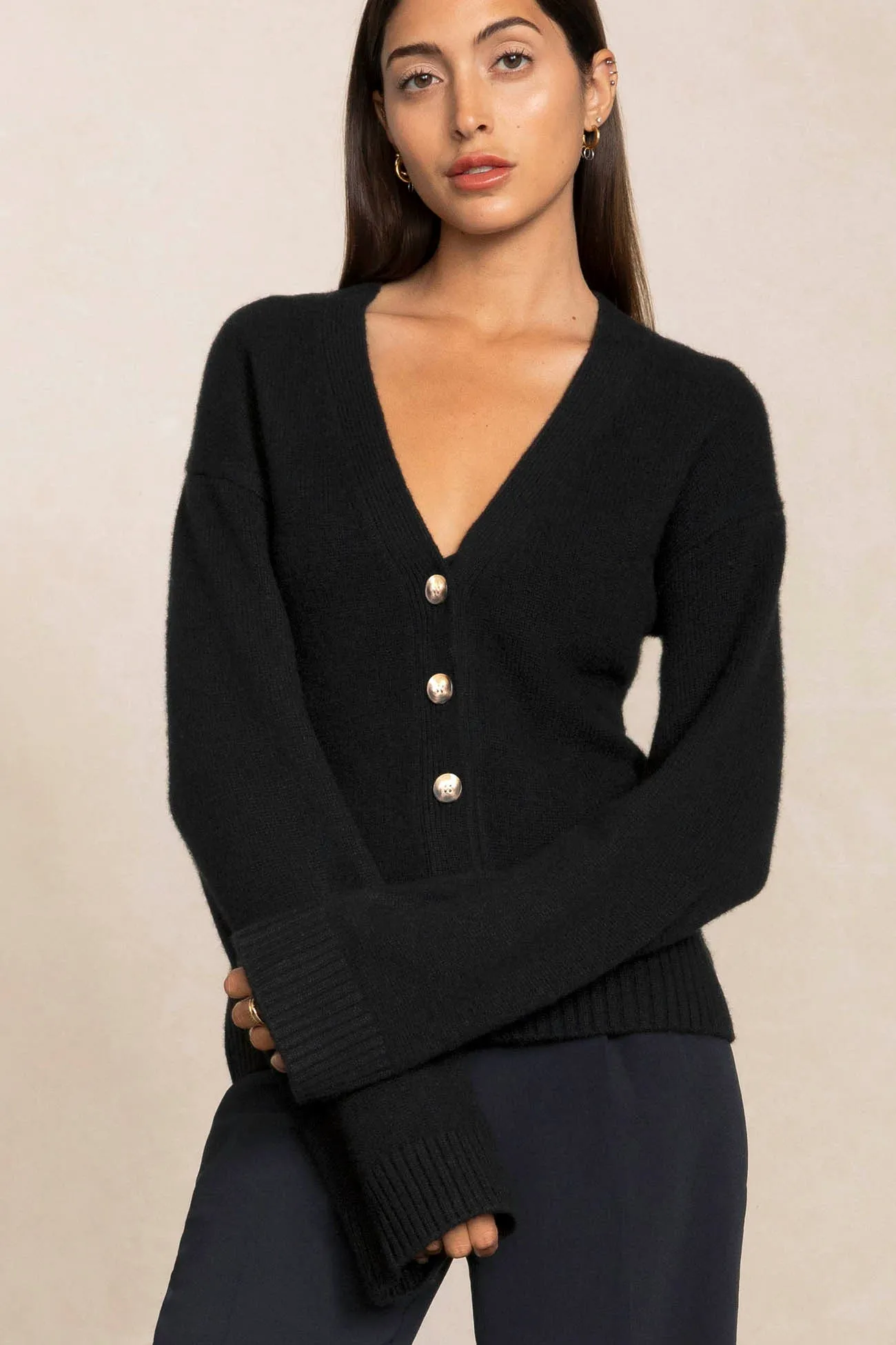 PHOEBE BUTTON-UP CASHMERE CARDIGAN