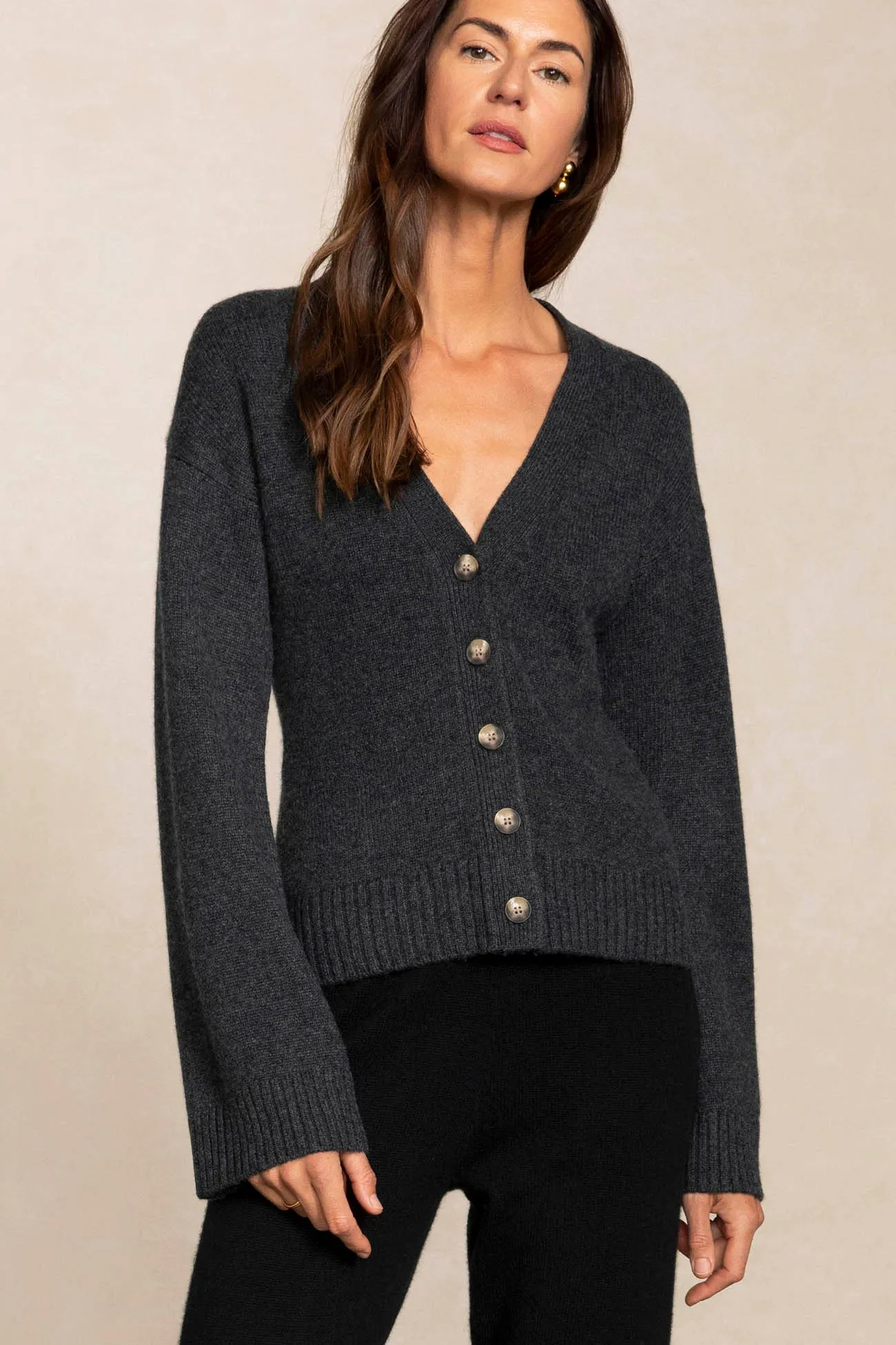 PHOEBE BUTTON-UP CASHMERE CARDIGAN