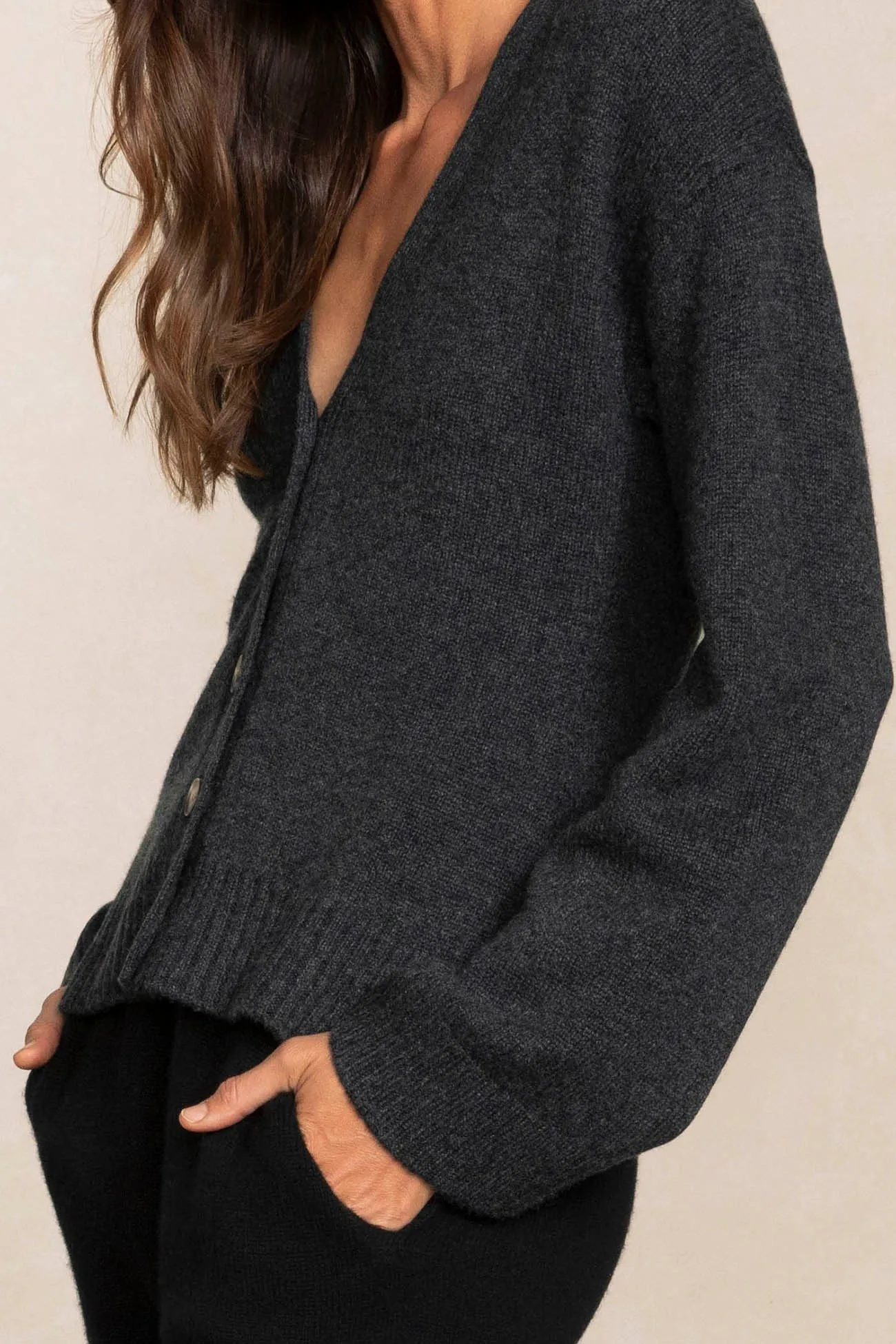 PHOEBE BUTTON-UP CASHMERE CARDIGAN