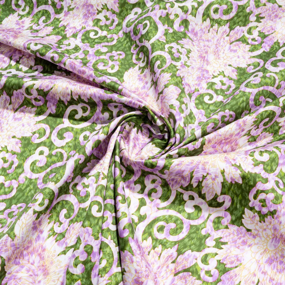 Purple & Green Floral Vision Printed Luxury Cotton