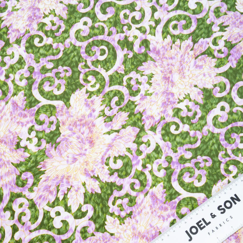 Purple & Green Floral Vision Printed Luxury Cotton