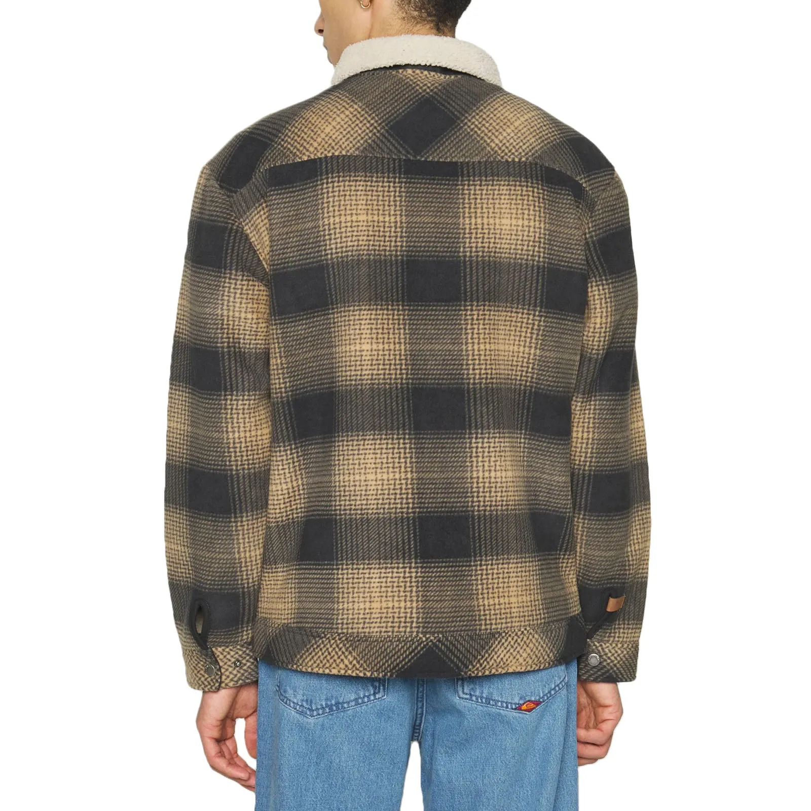 Quiksilver Mens Tolala Oversized Sherpa Plaid Shaket - Tannin Deck