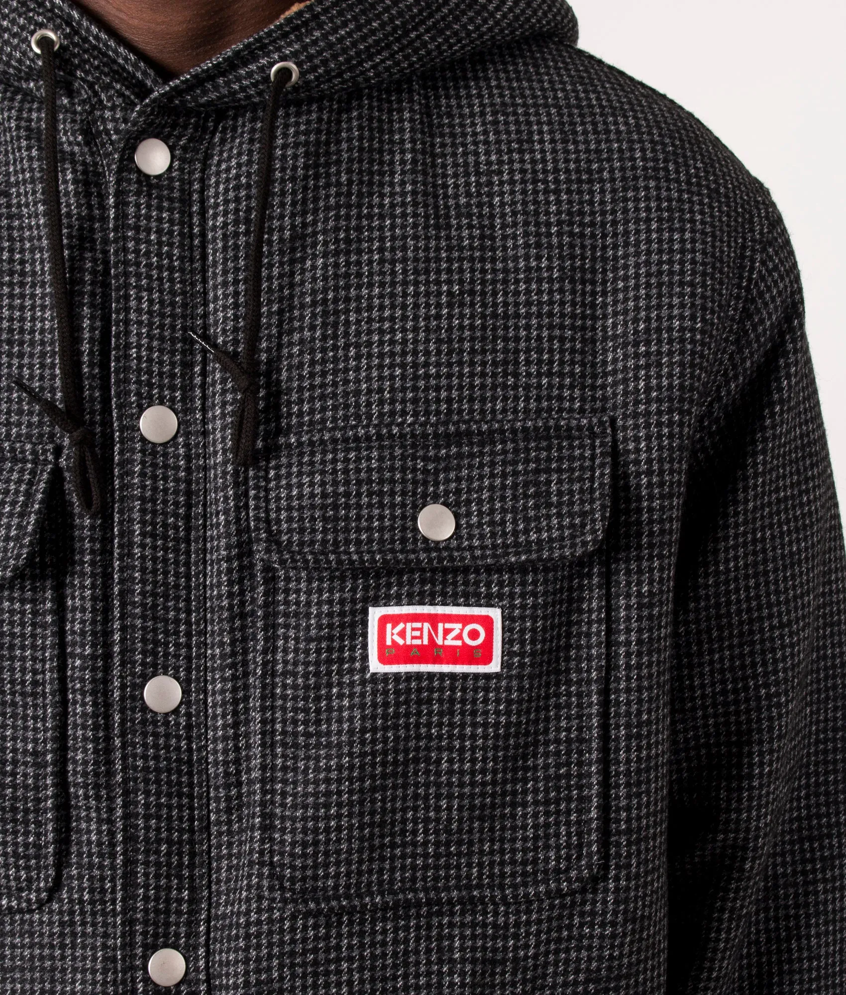 Relaxed Fit Checked Hooded Overshirt