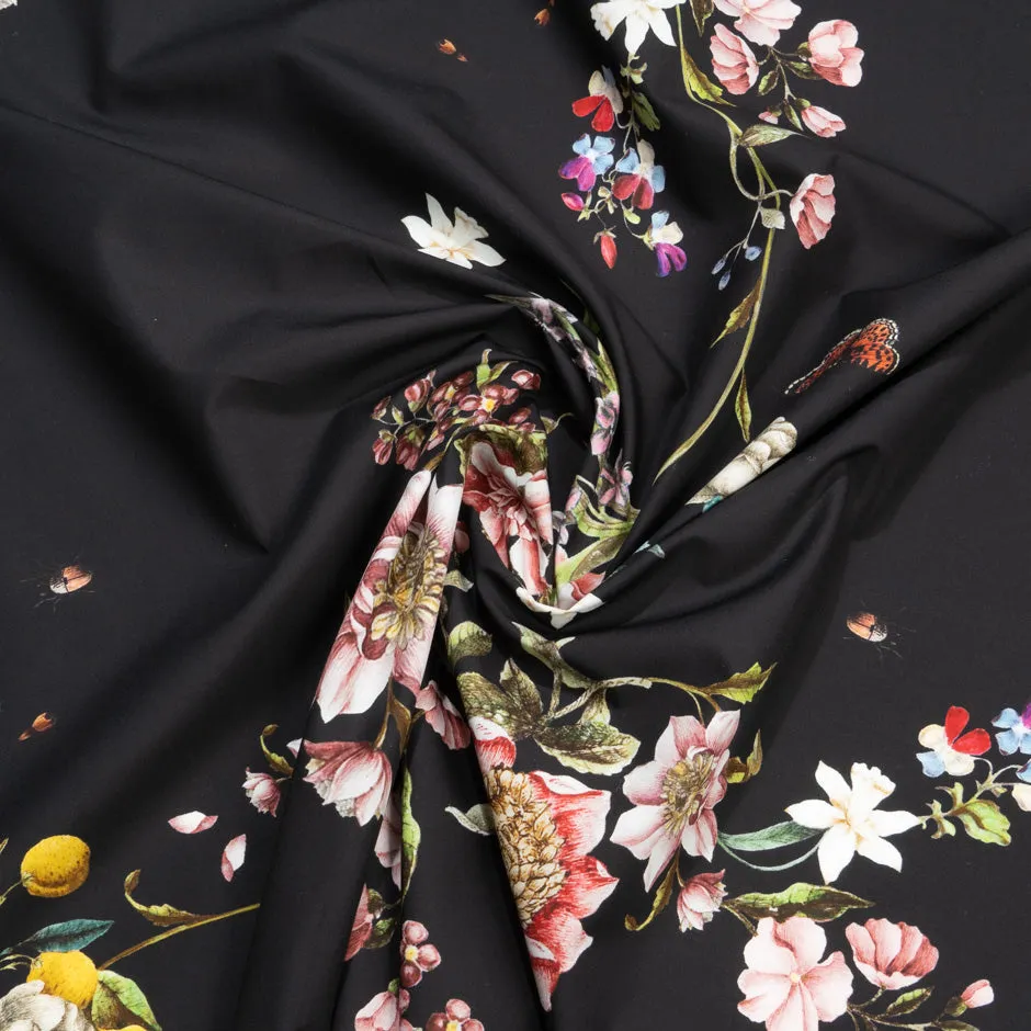 Shaded Floral Printed Black Pure Cotton