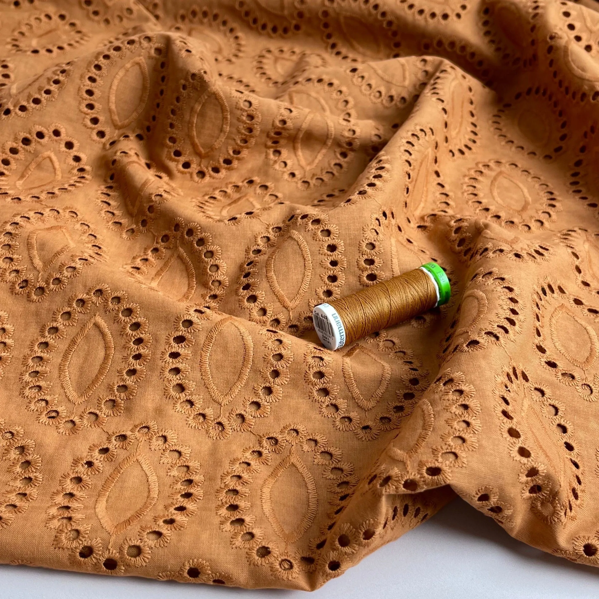 Sweet Umber Cotton Broderie Anglaise Fabric