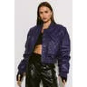 VIBRANT M.i.U Vegan Leather Bomber Jacket [PURPLE)