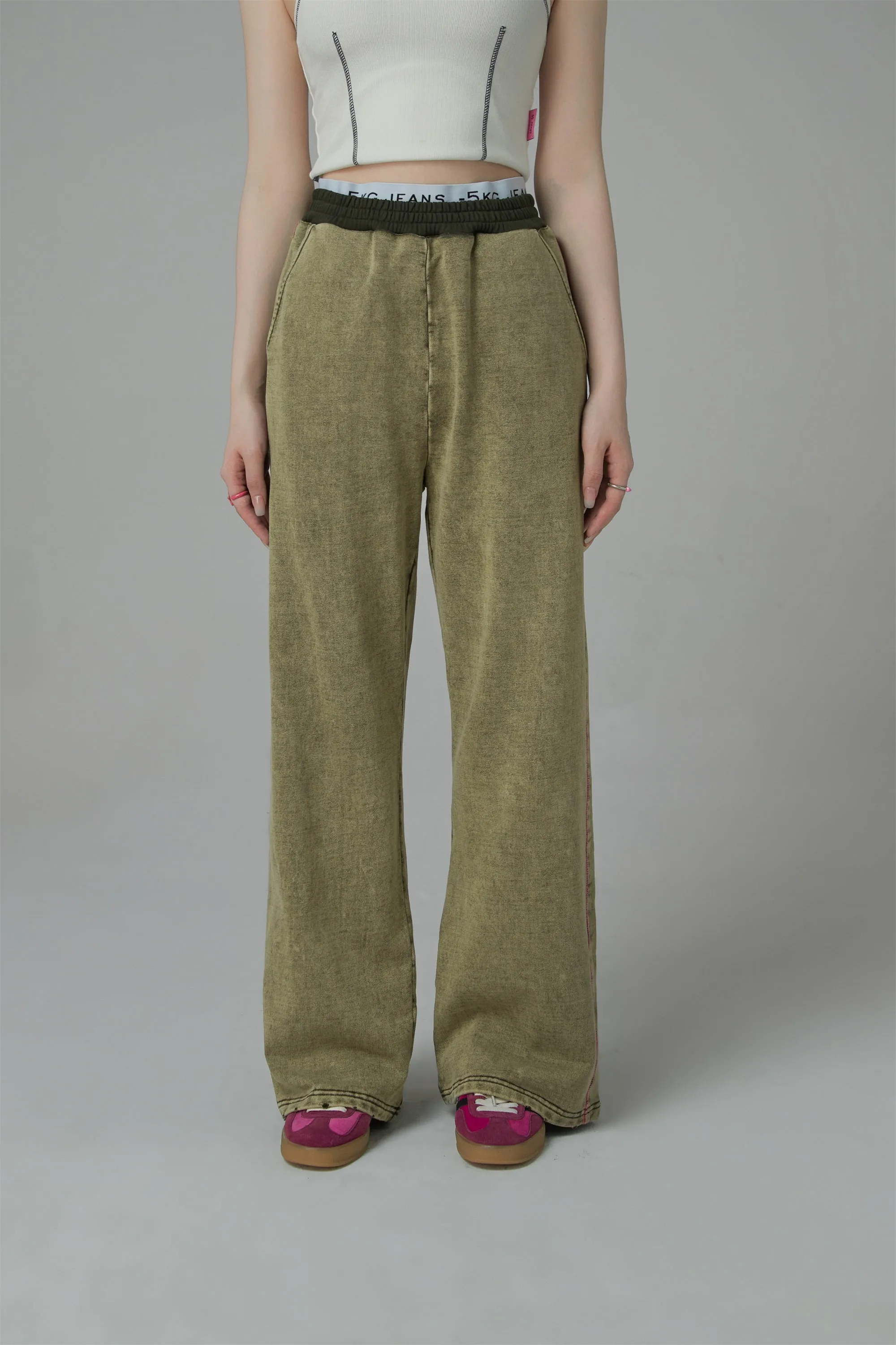 Vintage Wash Wide Jogger Pants