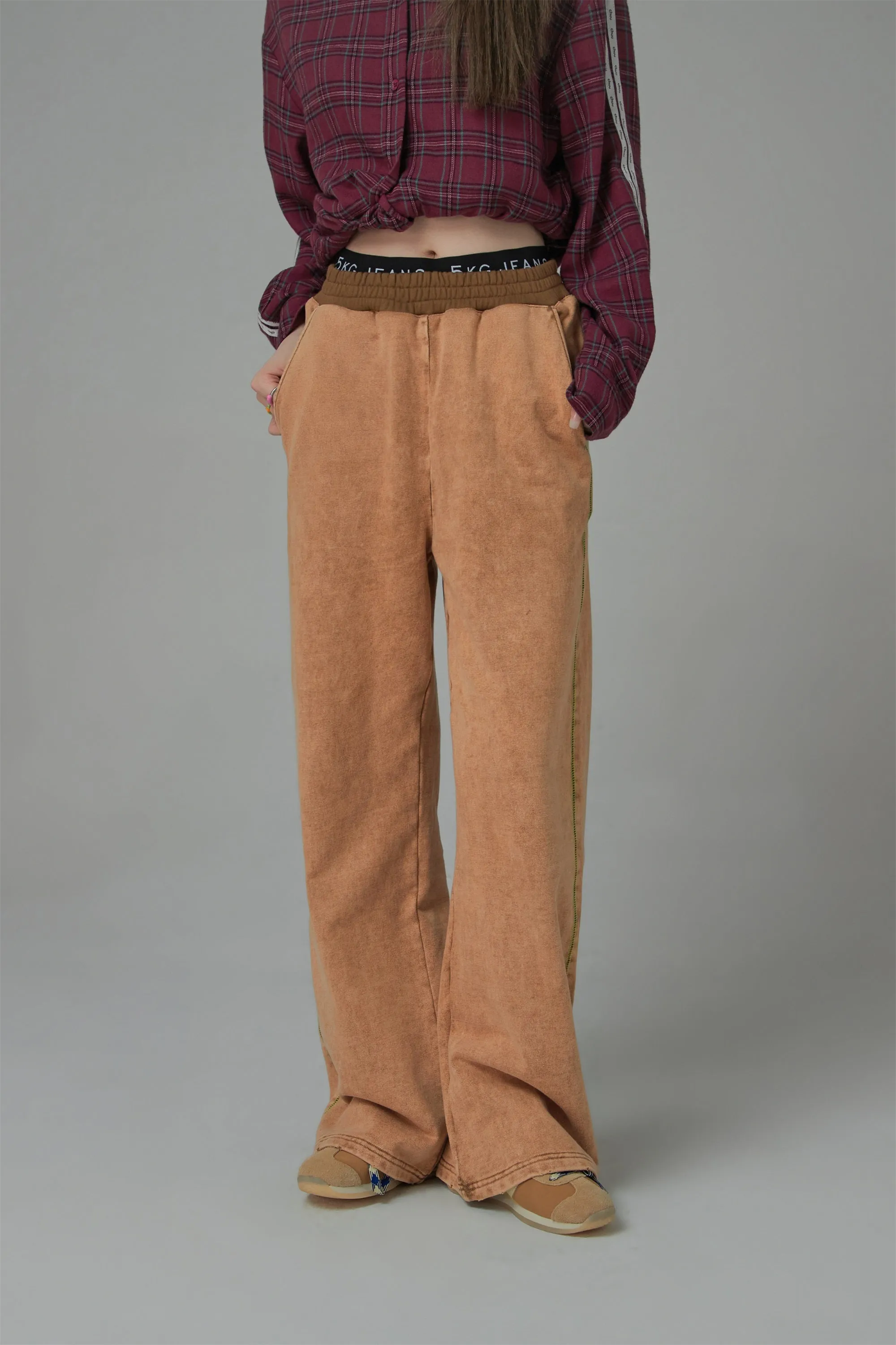 Vintage Wash Wide Jogger Pants