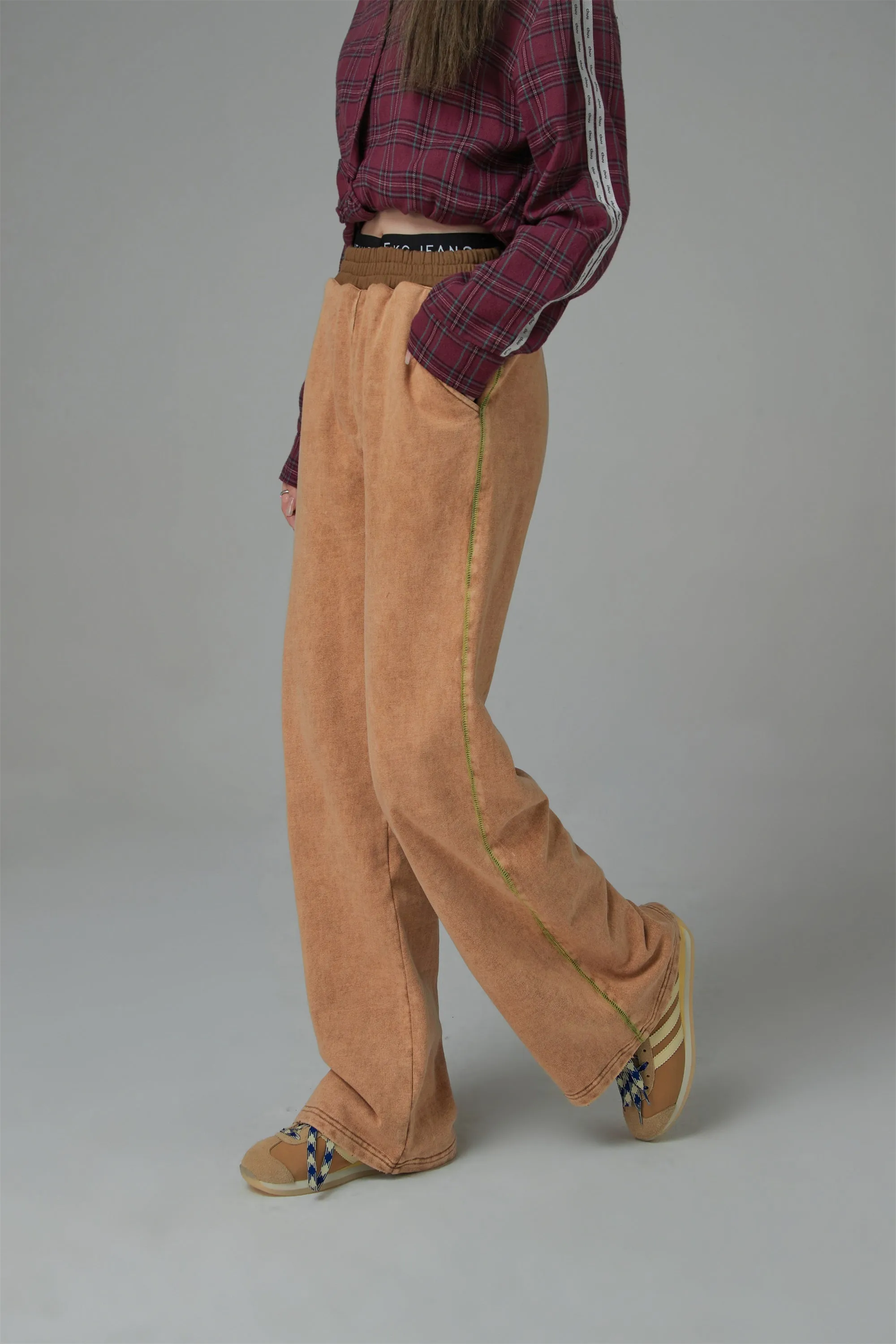 Vintage Wash Wide Jogger Pants