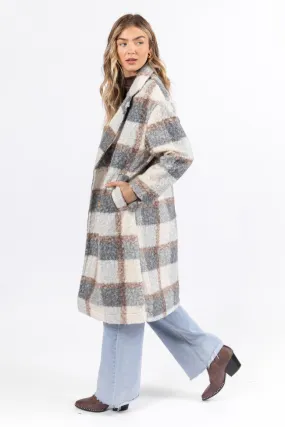 Wanting More Grey Sherpa Plaid Coat SALE