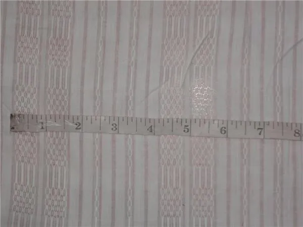 WHITE COTTON ORGANDY FABRIC LENO DOBBY STRIPES DESIGN 54&quot; wide